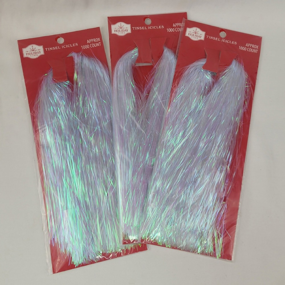Holiday Time Iridescent Tinsel Icicles 3000 Count Total Christmas Decor 3 Packs